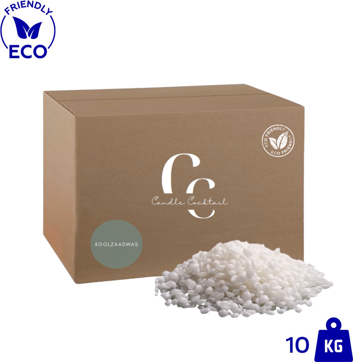  ® Kwalitatieve 100% Ecologische Koolzaadwas | 10 KG |Voor Vrijstaande Kaarsen & Waxmelts | Vegan Kaarsenwas | Smeltpunt 50°C | Gietwas | Natuurlijke Was | Plantaardige Was | Kaarsenwas